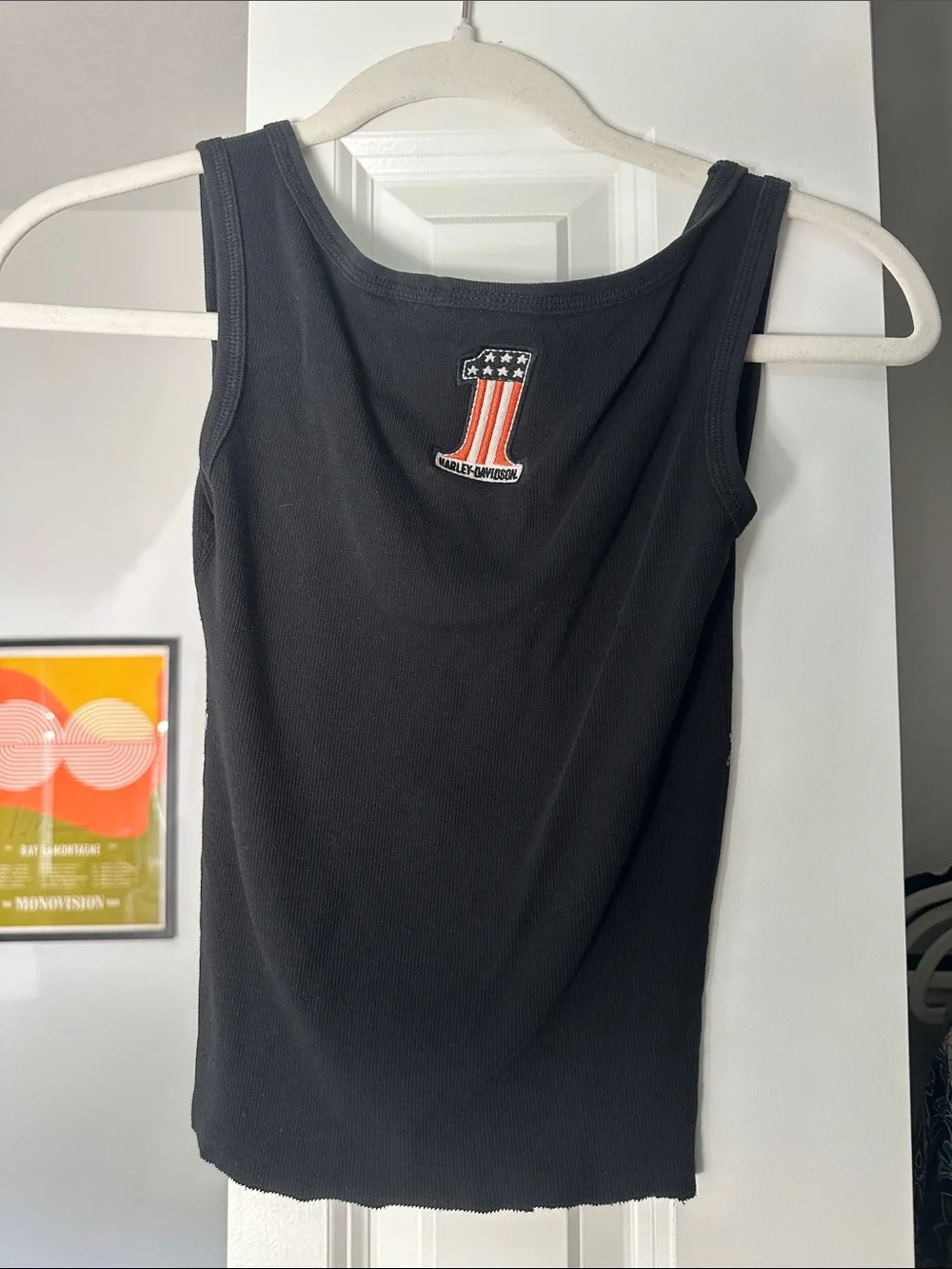 Harley-Davidson Black Tank with Silver Script and Orange Shield